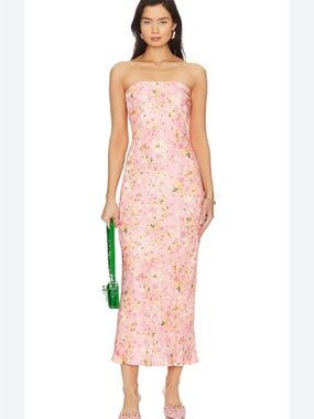 Resa Women’s Anna Strapless Dress Jasmine Pink Floral Rococo Shabby Chic M